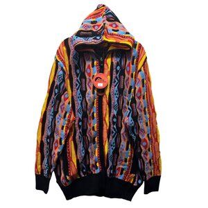 Vintage 90s Freex Mountain Mens Jacket Sweater 3D Knit Full-Zip Coogi Style L